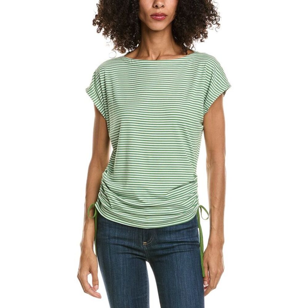 Max Studio Womens Cap Sleeve Stripe Top, White